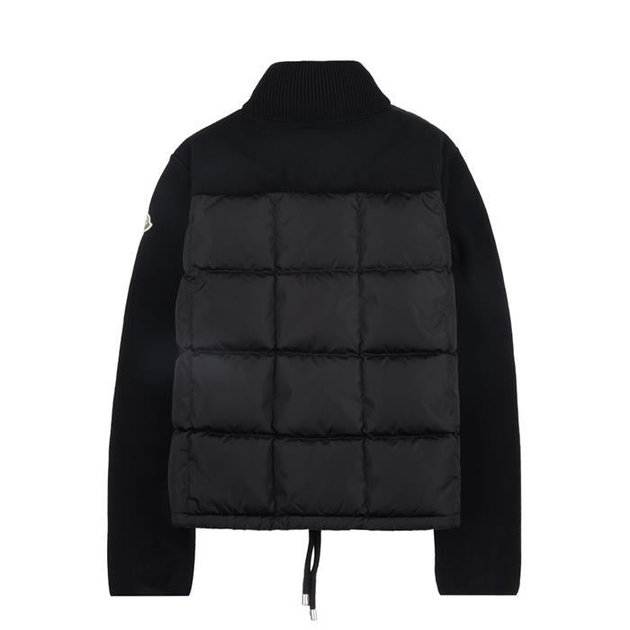Moncler Square Quilted Wool Zip-Up Cardigan Black