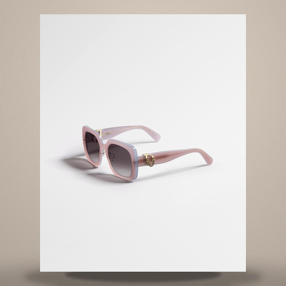 DIOR Oblique S1F Pastel Pink Blue Square Sunglasses DBLQS1FXR 40A1