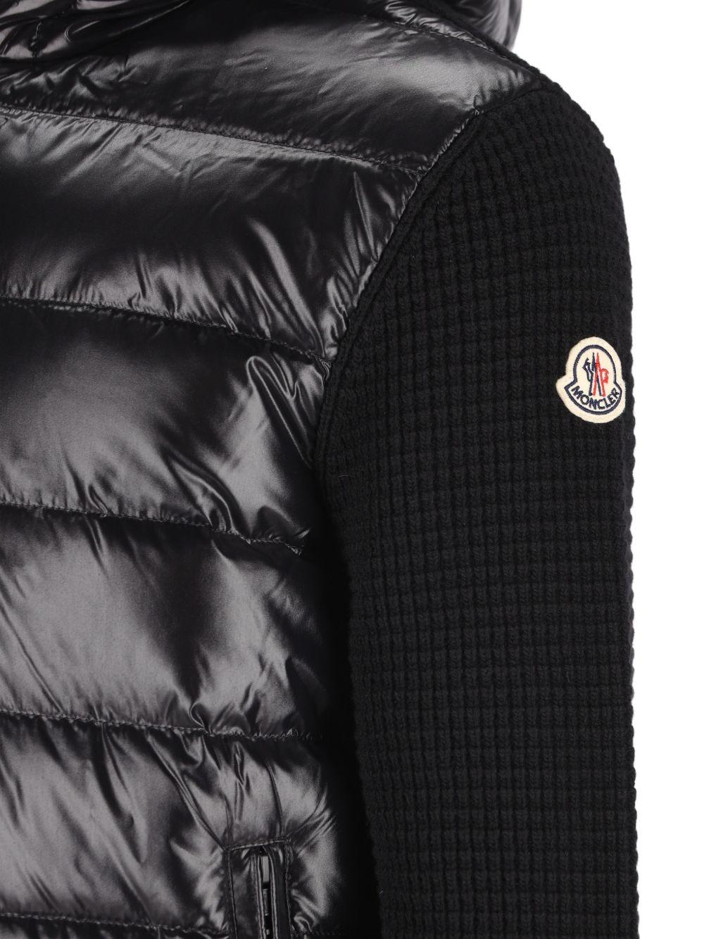 Moncler Black Wool Zip-Up Cardigan