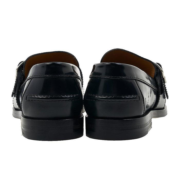 GUCCI Men’s Black Leather GG Buckle Loafers