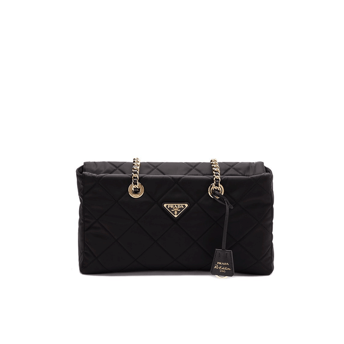 PRADA Re-Edition 1995 Chain Leather Tote Bag Black