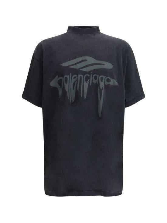 BALENCIAGA Liquified Oversize T-Shirt Gray Cotton Men's Top