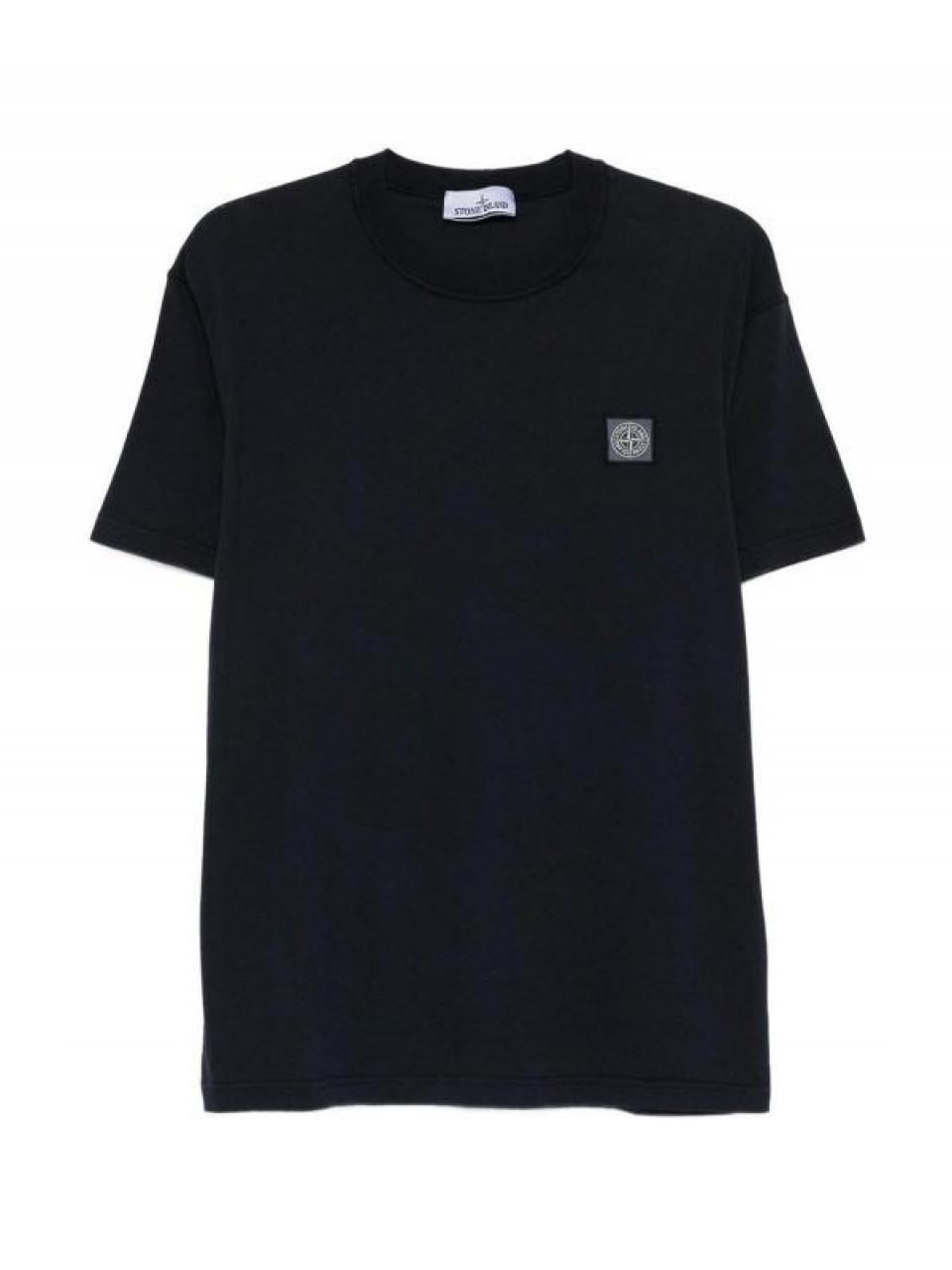 STONE ISLAND Cotton Jersey Fissato Effect T-Shirt Black