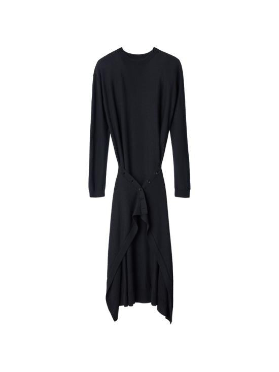 Lemaire Merino Wool Button Midi Dress Black