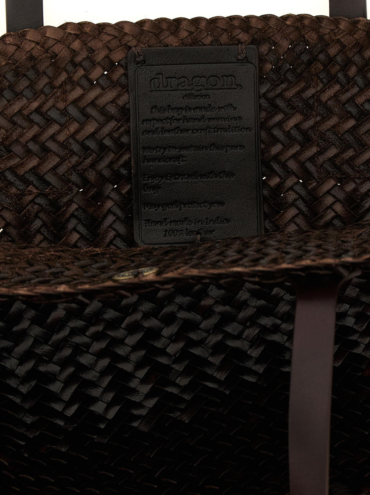 Dragon Diffusion Dark Brown Woven Leather Tote Bag