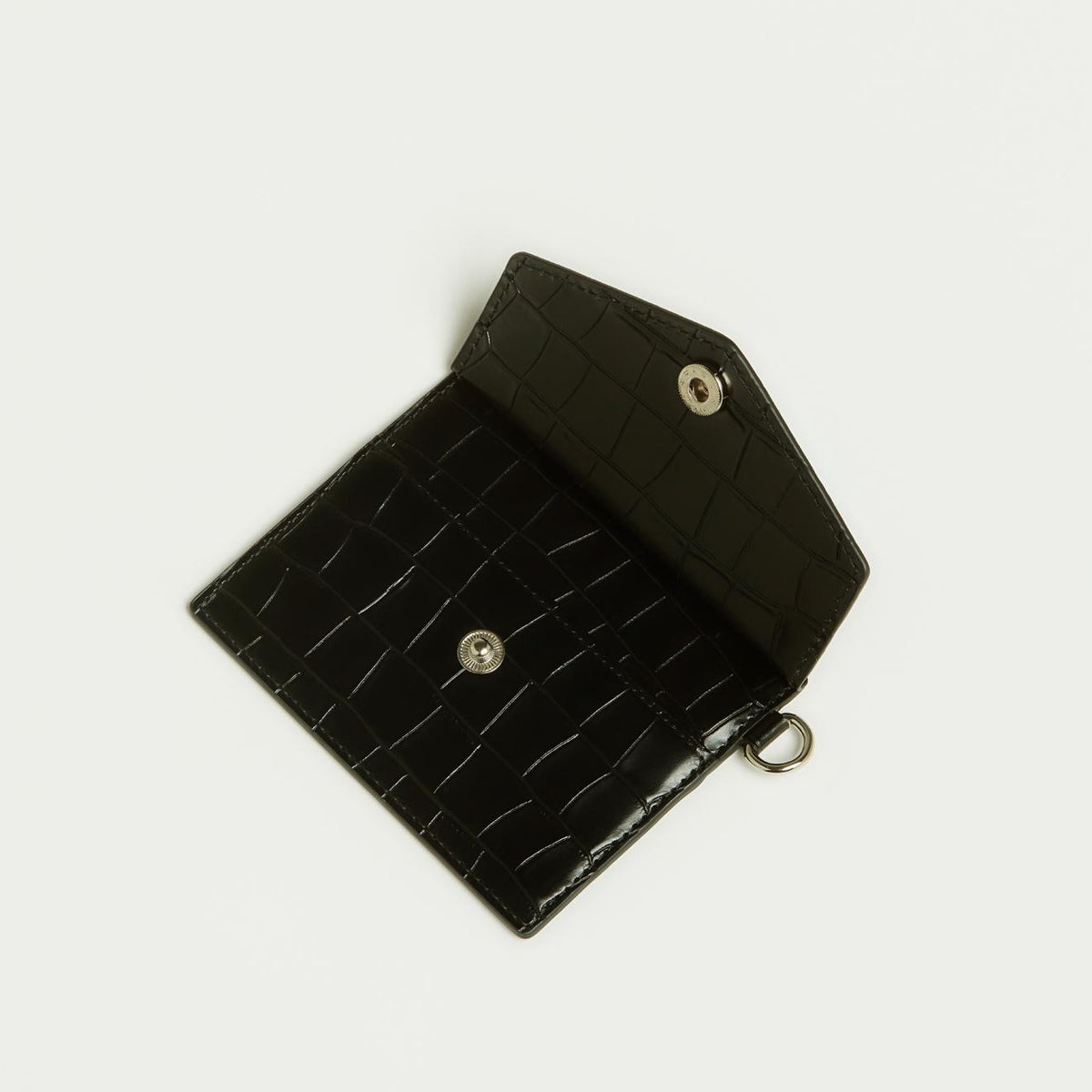 MOIETOII Croc Embossed Leather Card Holder Unisex Black