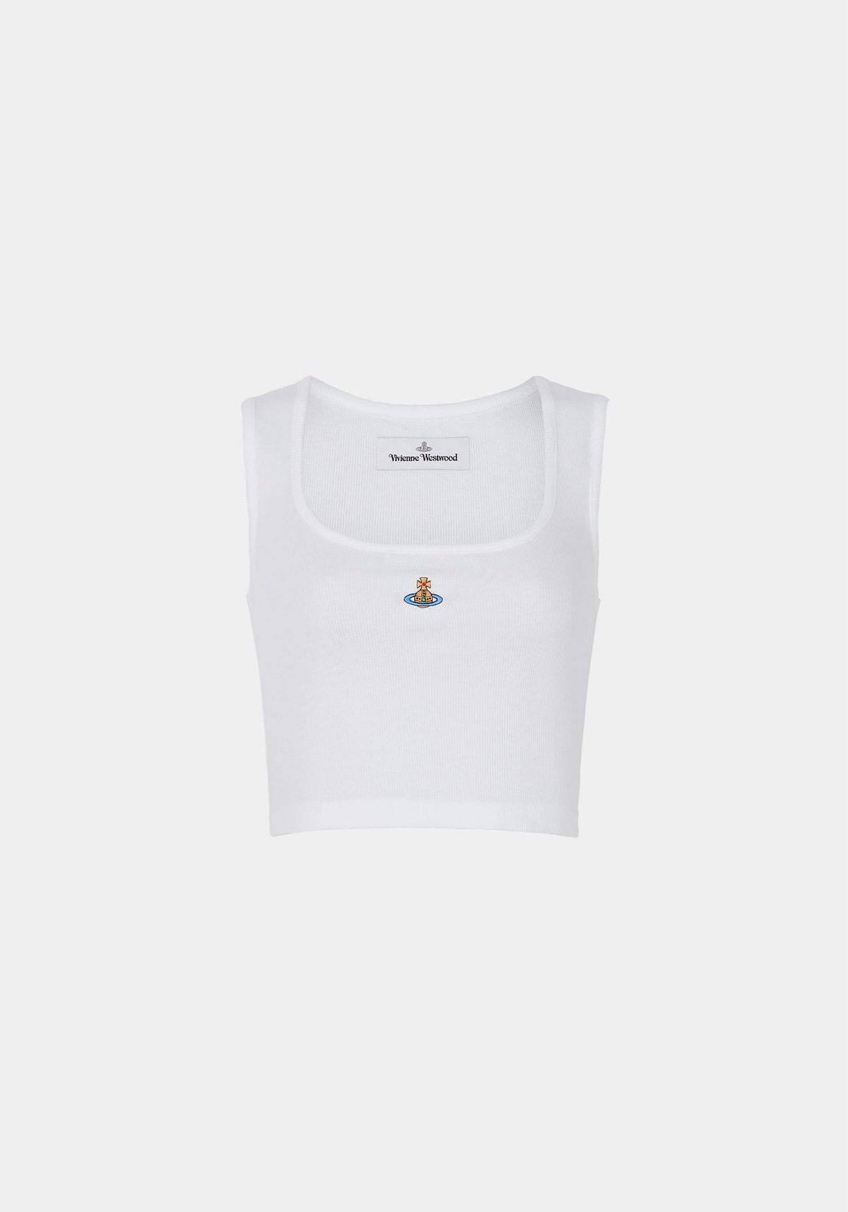Vivienne Westwood White ORB Logo Cropped Sleeveless T-Shirt