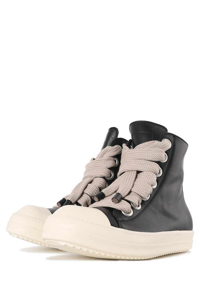 Rick Owens Jumbo Lace High-Top Sneakers Black Milk Leather