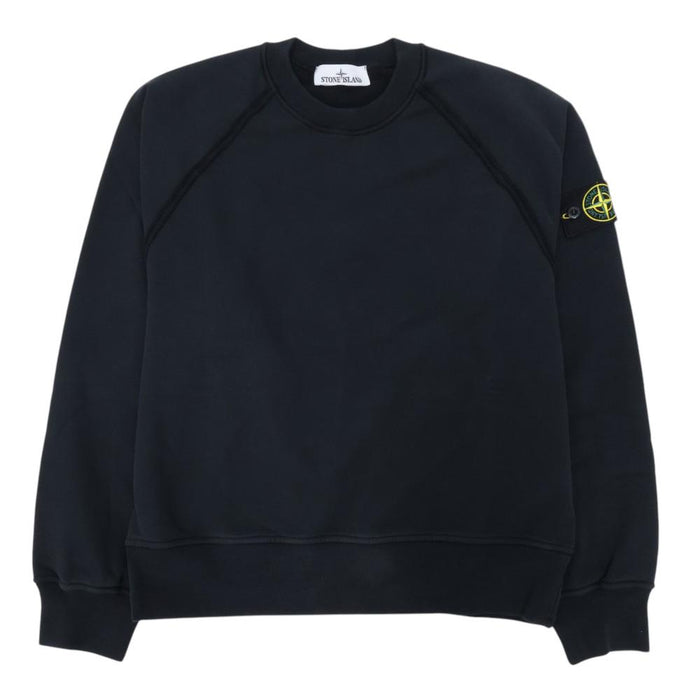 STONE ISLAND Logo Patch Cotton Crewneck Sweatshirt Black Men