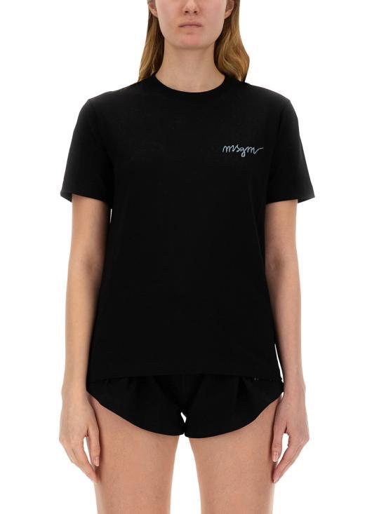 MSGM Black Short Sleeve T-Shirt 3641MDM54024700299