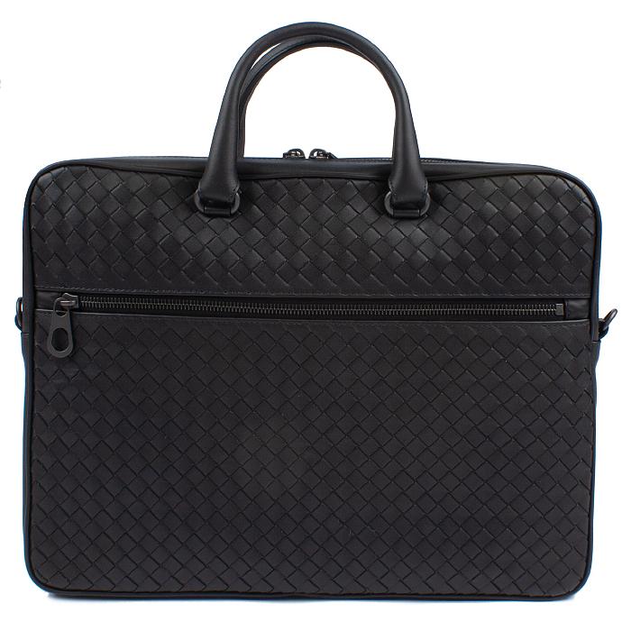 Bottega Veneta Intrecciato Leather Briefcase Black Men's
