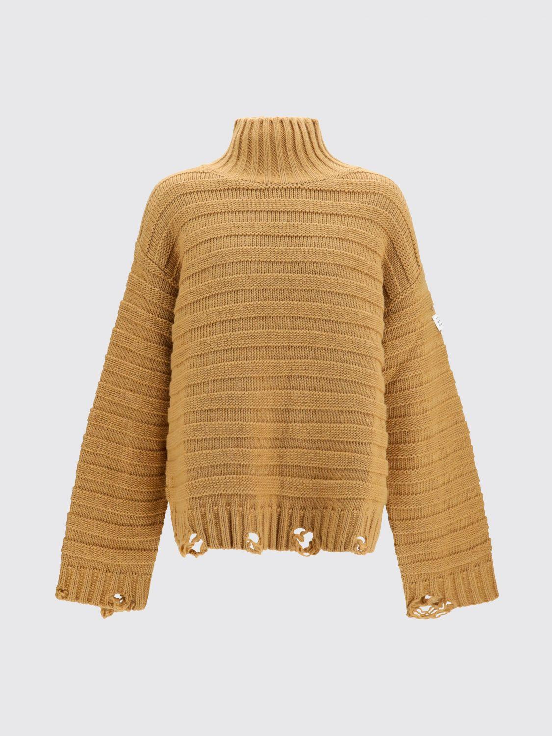 Maison Margiela Wool Turtleneck Knit Sweater Men Brown