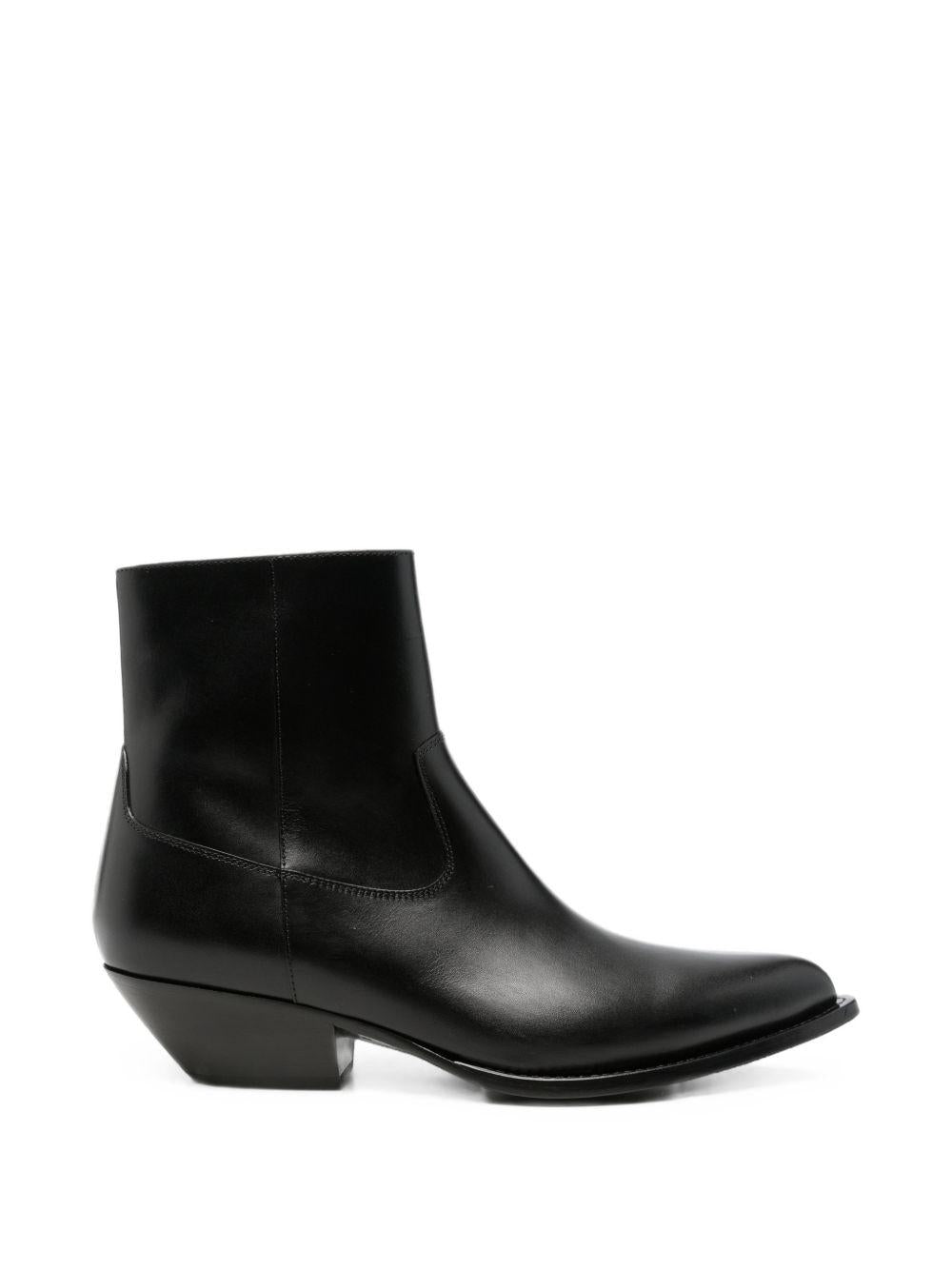 CELINE Black Leather Ankle Boots for Men