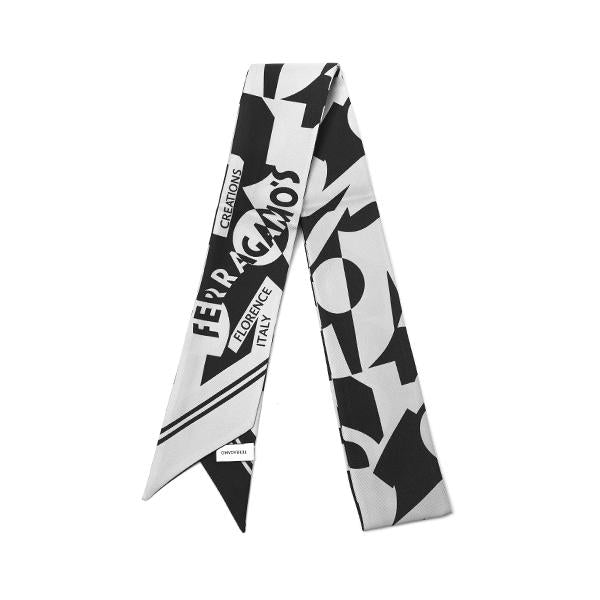 Ferragamo Logo Print Silk Scarf for Women 32 0907 0775294