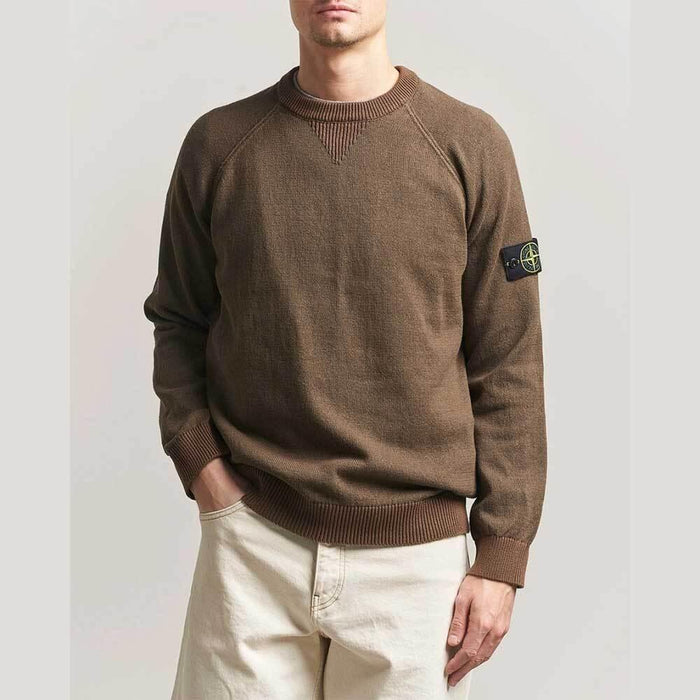 STONE ISLAND Umber Low-Hand Knit Crewneck Sweater Men’s