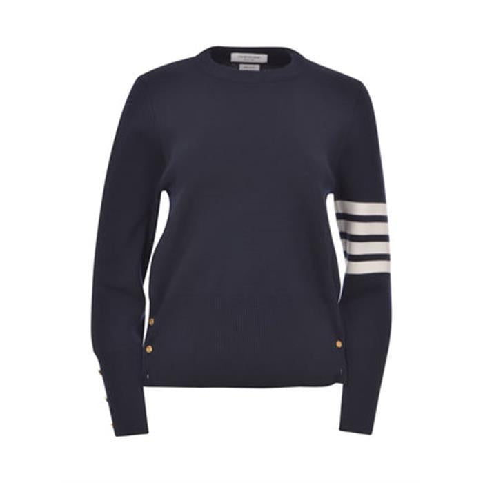 THOM BROWNE 4-Bar Wool Crewneck Sweater Navy Women FKA239A 00014 415