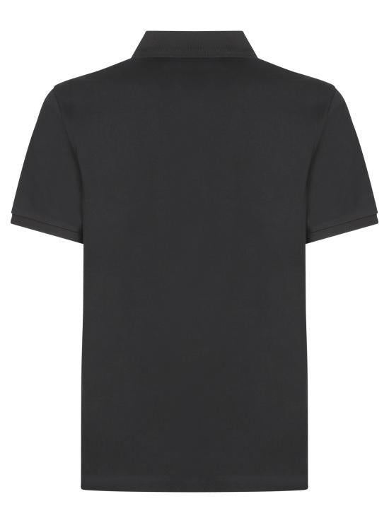Moncler Black Cotton Piqué Polo Shirt with Pocket