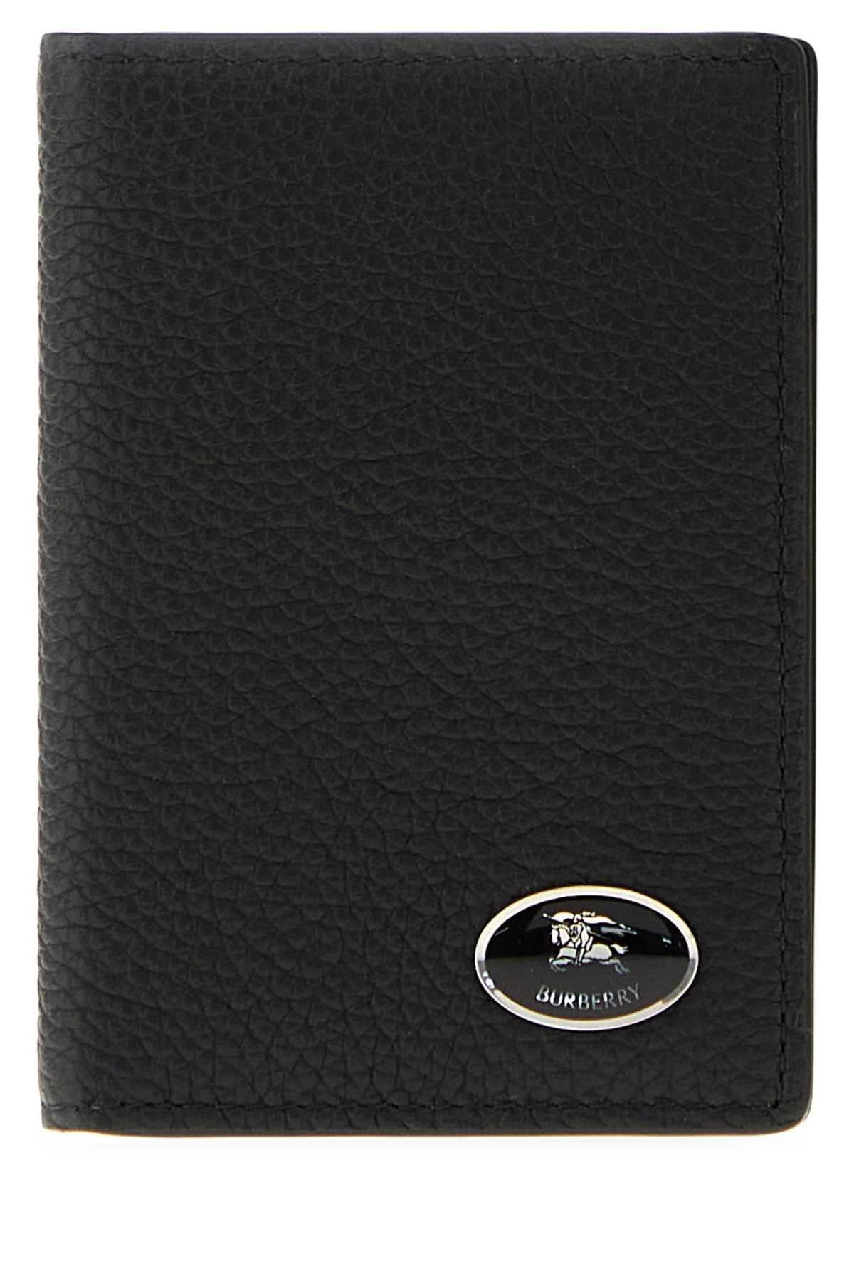 BURBERRY Black Leather Card Holder Wallet