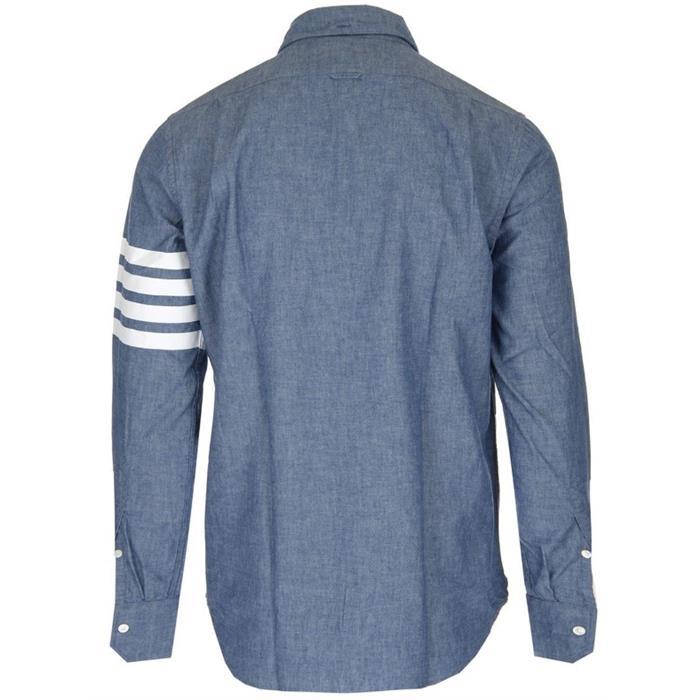 THOM BROWNE Stripe Chambray Long Sleeve Shirt