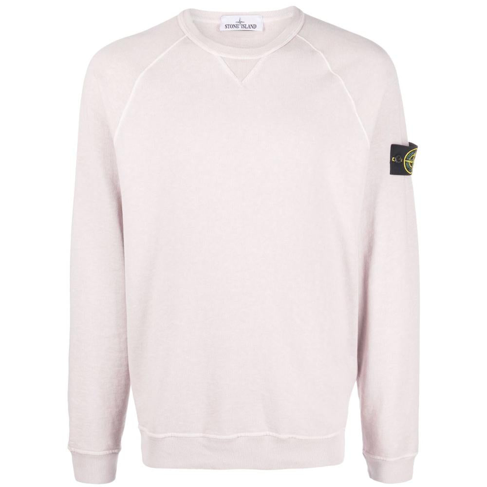 STONE ISLAND Light Pink Patch Logo Crewneck Sweatshirt for Men 761566360 V0180