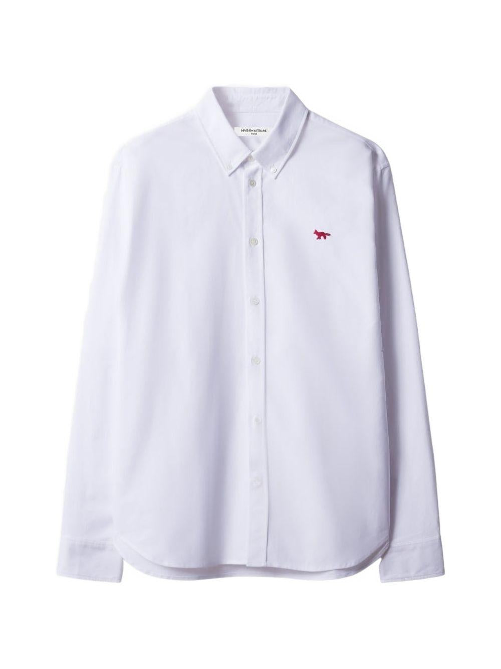 Maison Kitsune Cotton Long Sleeve Button-Up Shirt for Men White