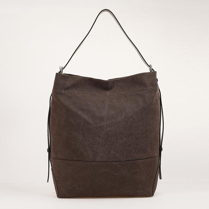 Lemaire Unisex Belted Tote Bag Brown Leather