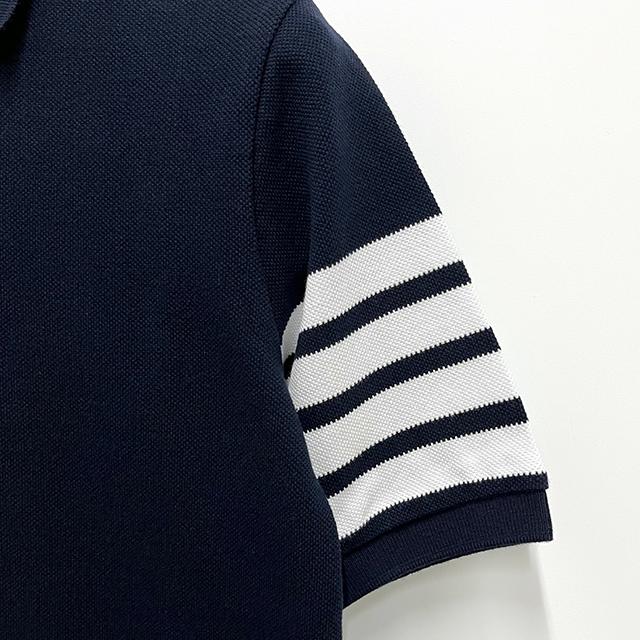 THOM BROWNE Classic 4-Bar Armband Piqué Polo T-Shirt Navy