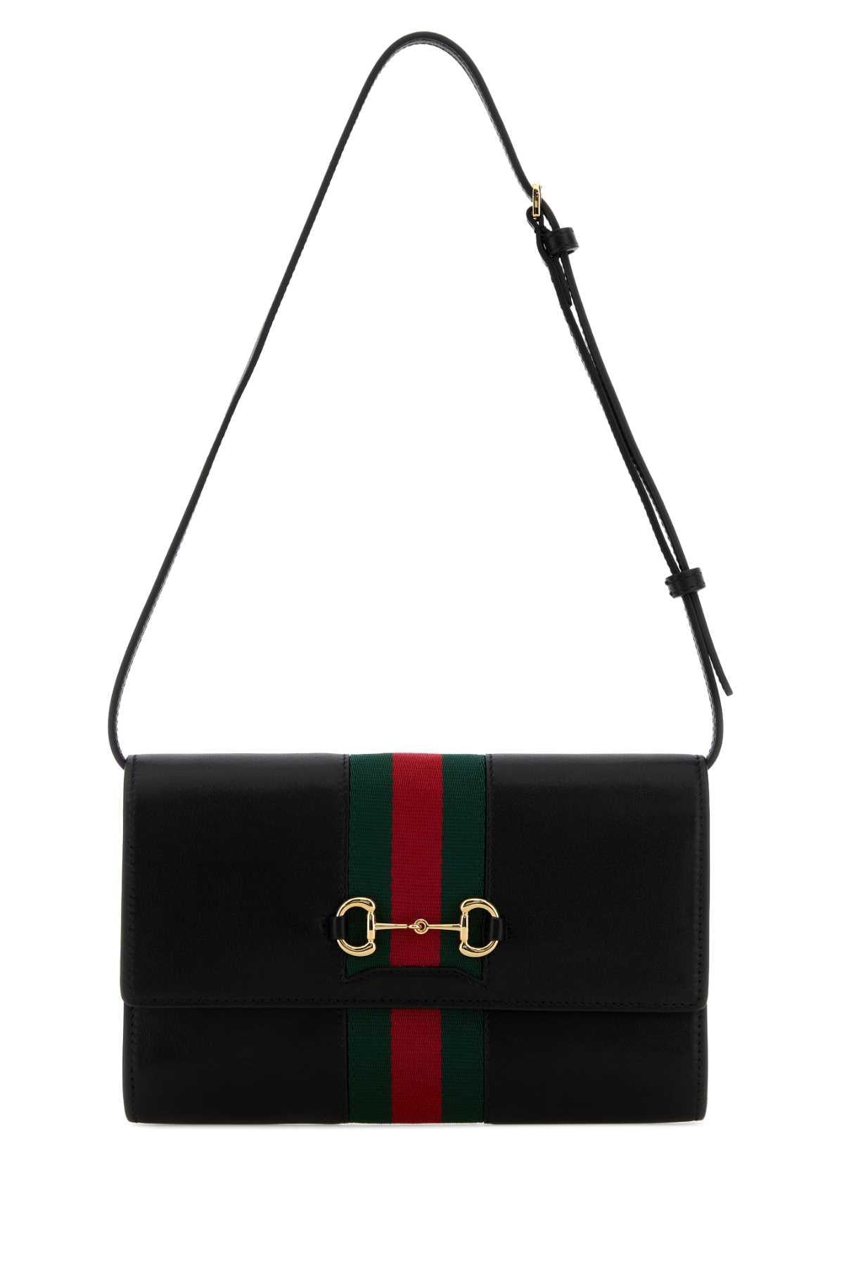 GUCCI Black Leather Shoulder Bag