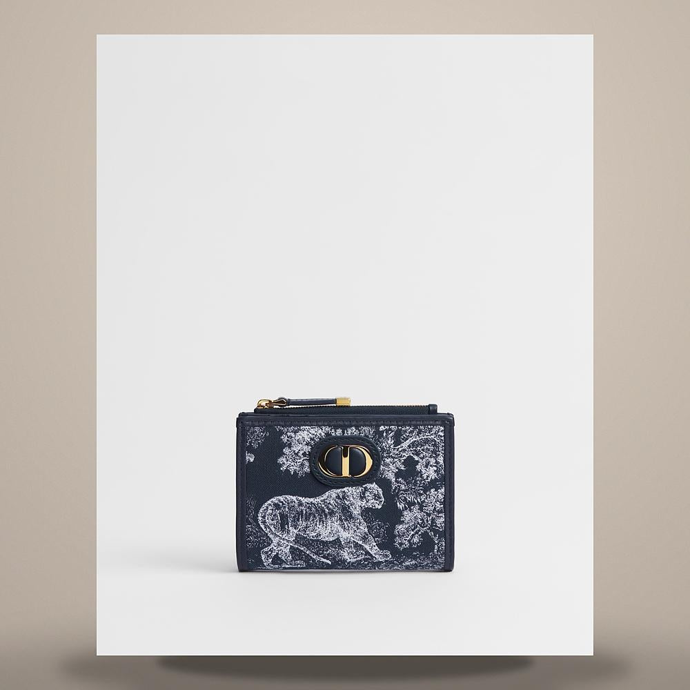 DIOR 30 Montaigne Dahlia Blue Toile de Jouy Reverse Jacquard Card Holder