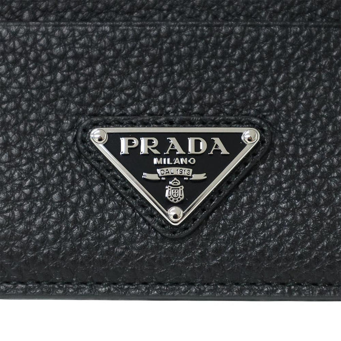 PRADA Men's Leather Triangle Logo Card Holder