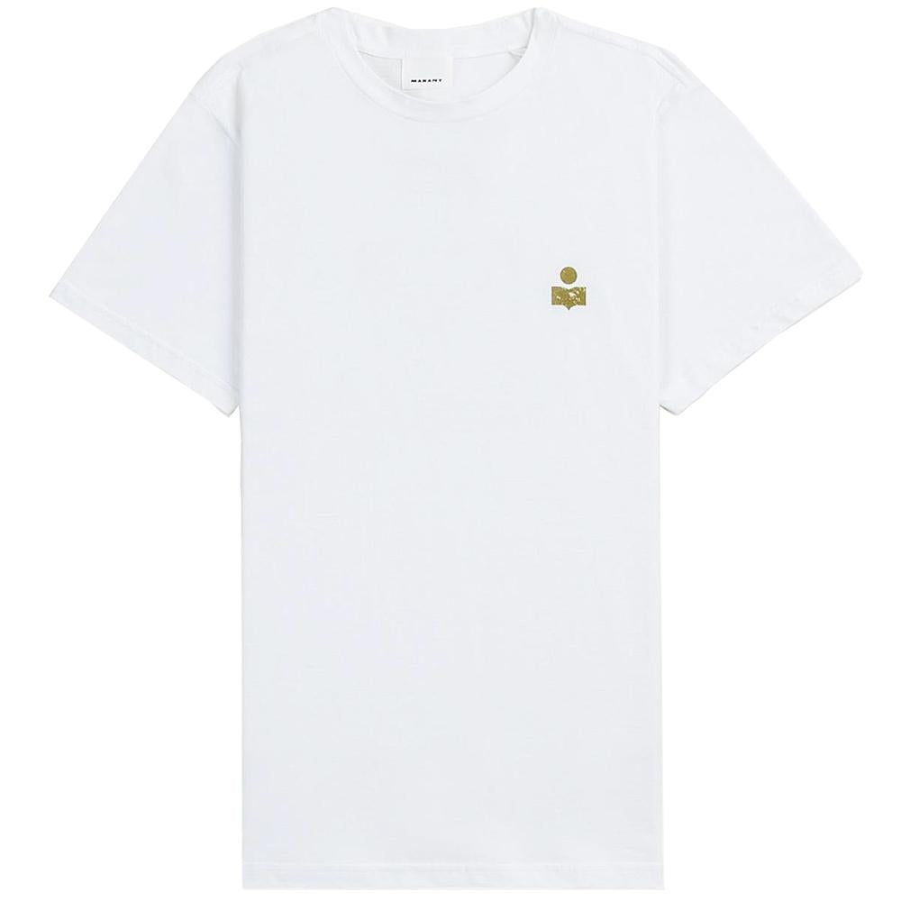 Isabel Marant Khaki White Zapper Logo Print Cotton T-Shirt Men