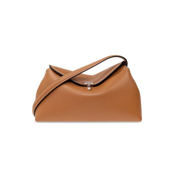 Toteme T-Lock Clutch Tan Grained Leather Clutch Bag 234 WLGBG423 LE0030 105