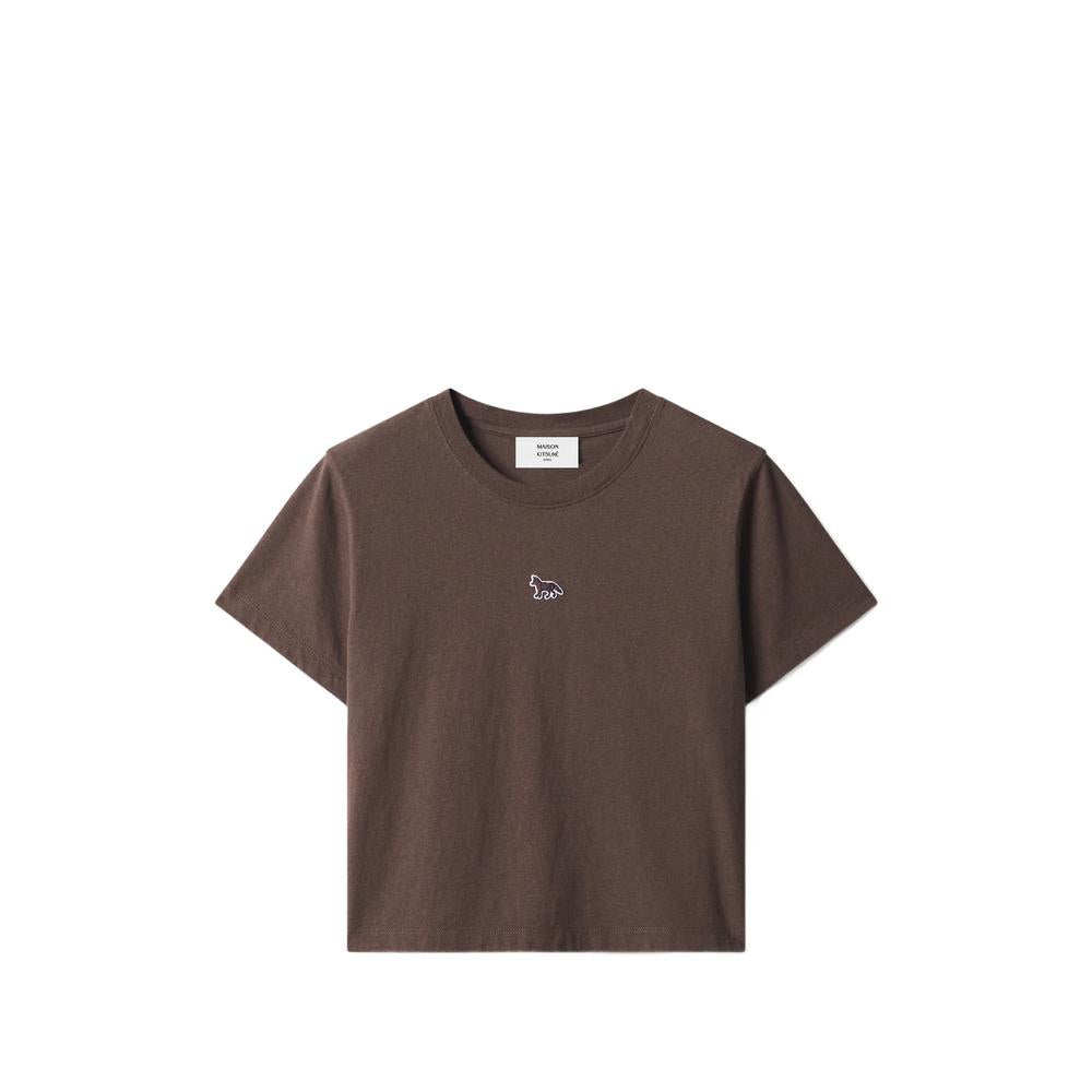 Maison Kitsune Dark Brown Short Sleeve Cotton T-Shirt