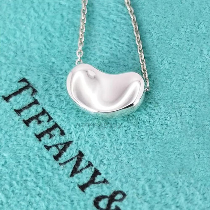 Tiffany & Co 925 Small Bean Design Pendant Silver Necklace