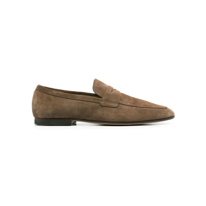 Tods Brown Suede Penny Loafers Men’s Moccasin Style