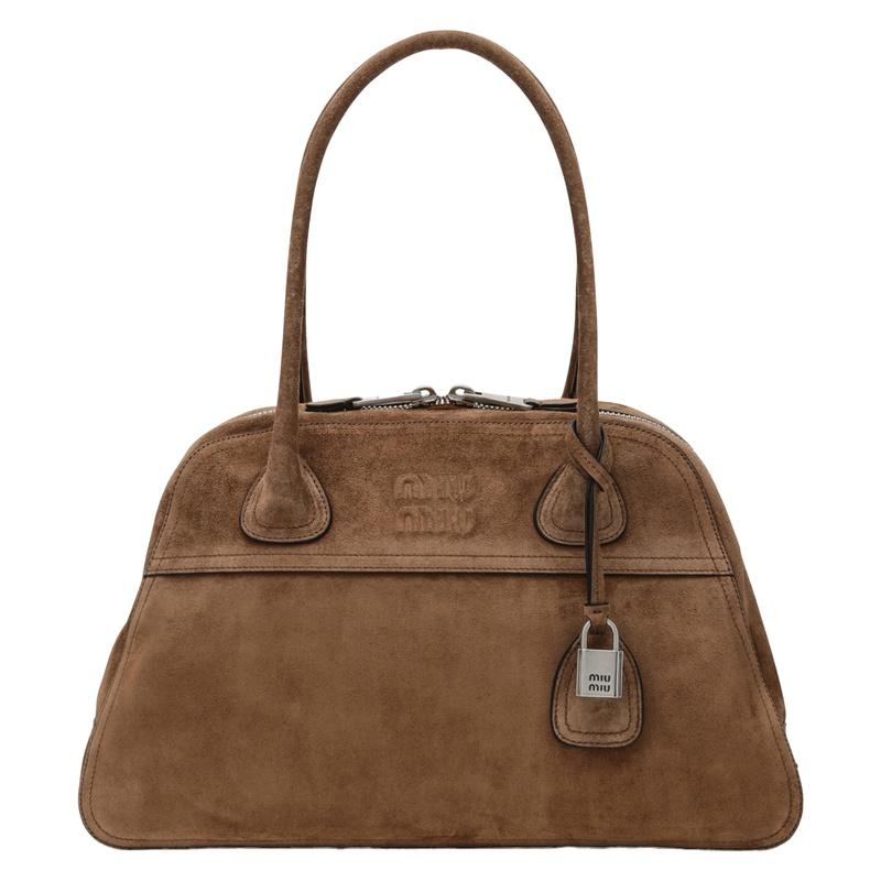 Miu Miu Vienne Suede Tote Bag Brown