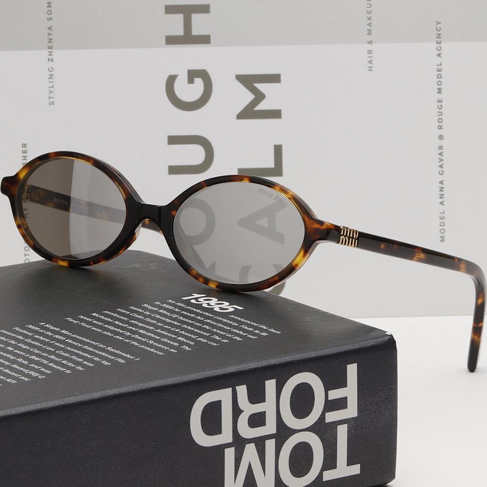 Miu Miu Leopard Mirror Round Acetate Sunglasses Unisex SMU04Z VAU 07F