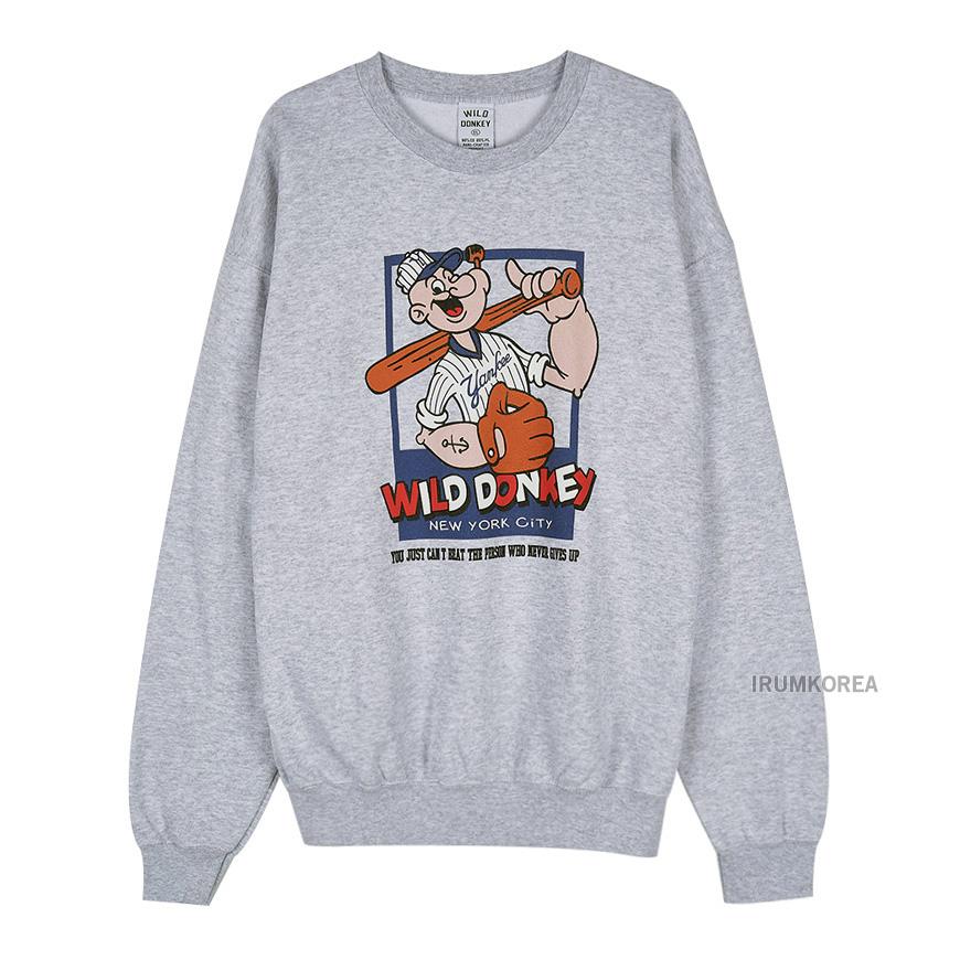 Wild Donkey Heather Grey Unisex Sweatshirt NEVER GIVE UP Crewneck