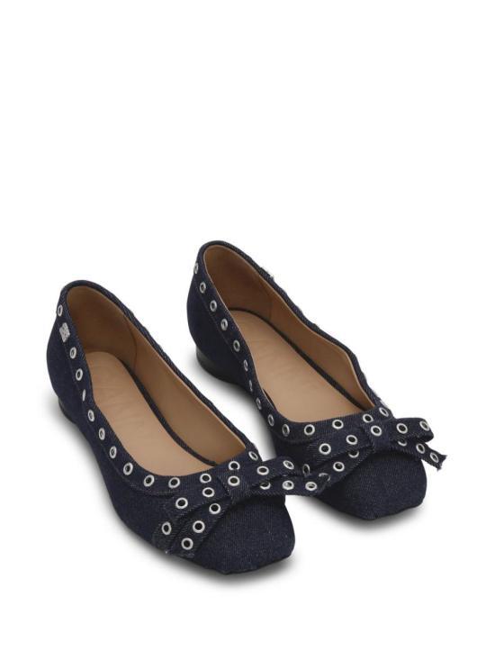 GANNI Leather Ballet Flats S2756642 DARK NAVY DOM
