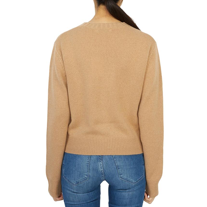 SPORTY&RICH Camel Round Neck Knit Sweater for Women