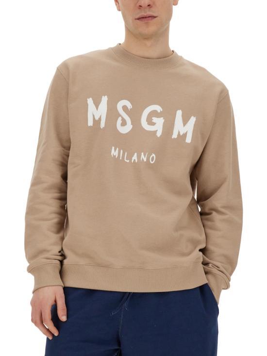 MSGM Beige Long Sleeve Sweatshirt for Men 3640 MM5132 4700023