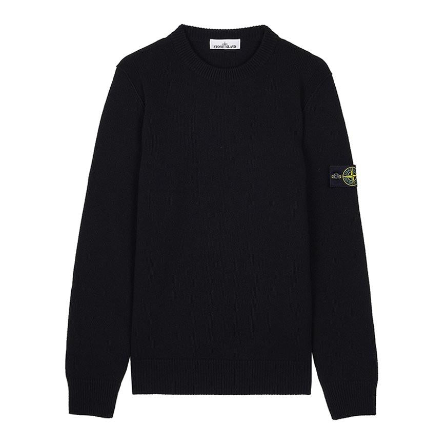 STONE ISLAND Men’s Regular Fit Rib Knit Crewneck Sweater Black