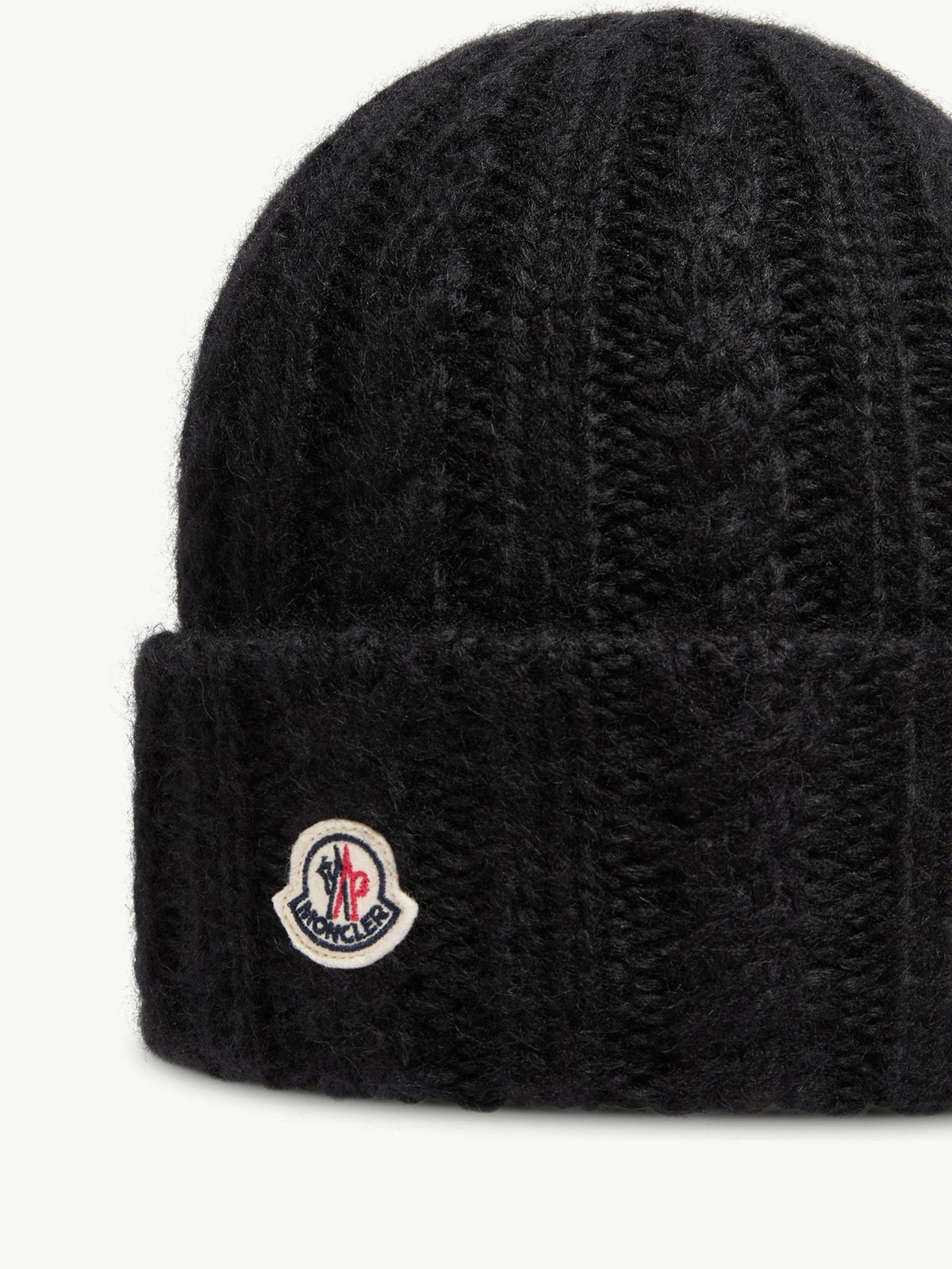Moncler Black Wool Logo Beanie