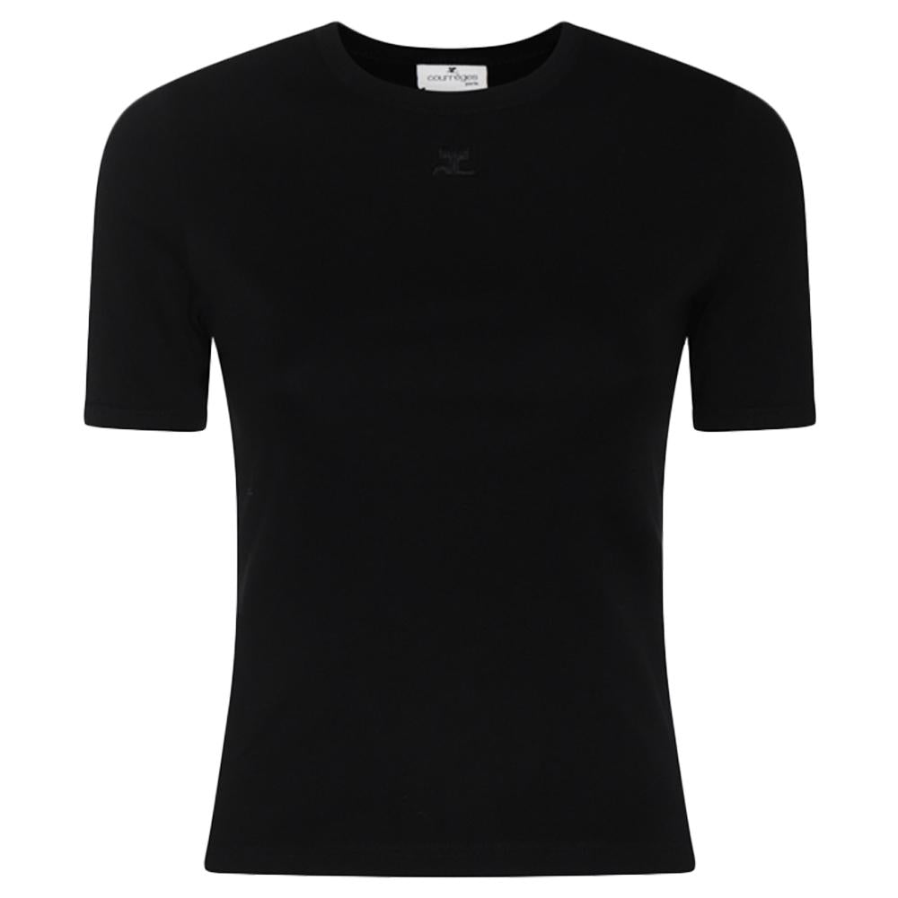 courreges Logo Embroidered Contrast T-Shirt Black 125JTS017JS0203 9999