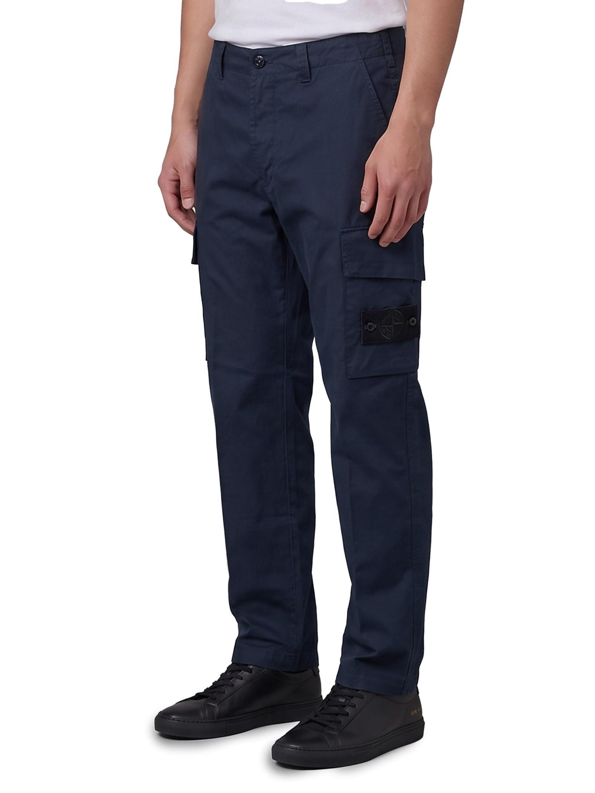 STONE ISLAND Black Cotton Cargo Pants