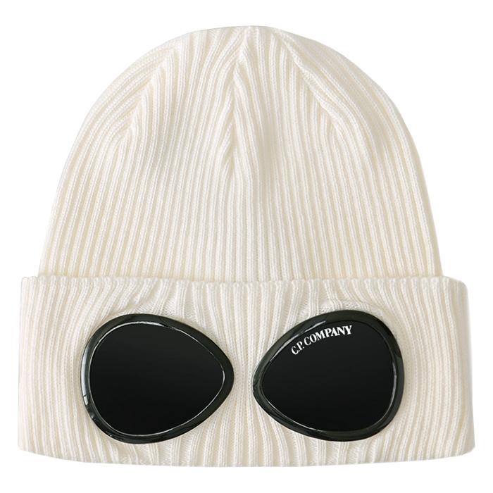 CP Company White Knit Beanie Hat for Men 18CMAC016A 000727A 103