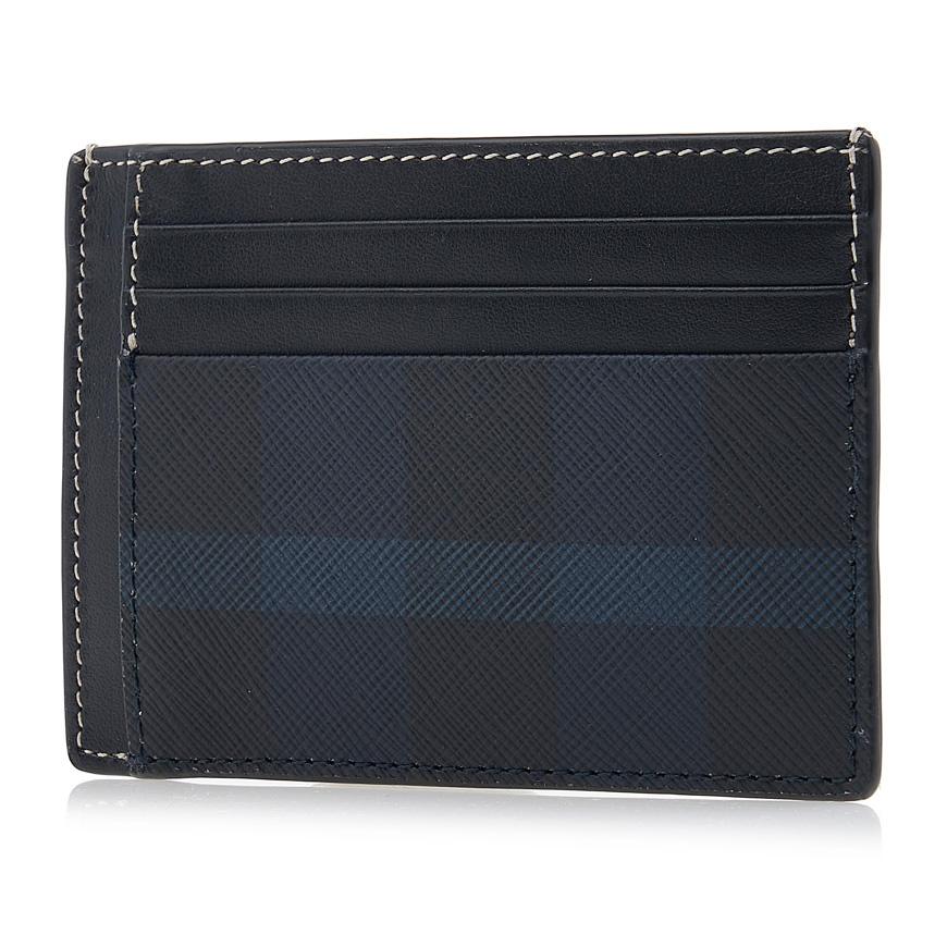 BURBERRY Black Leather Money Clip Card Holder