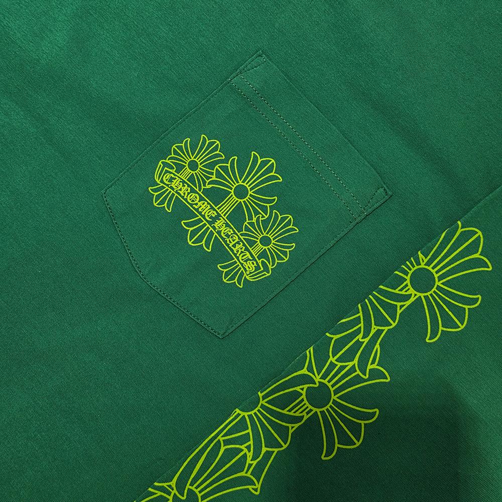 Chrome Hearts Cemetery Cross Long Sleeve T-Shirt Kelly Green Glow Green