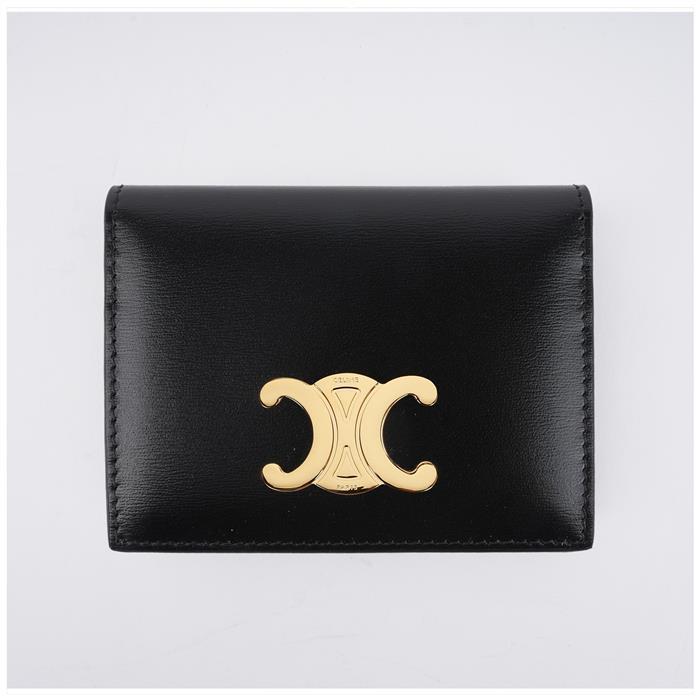 CELINE Shiny Calfskin Bifold Card Holder Black