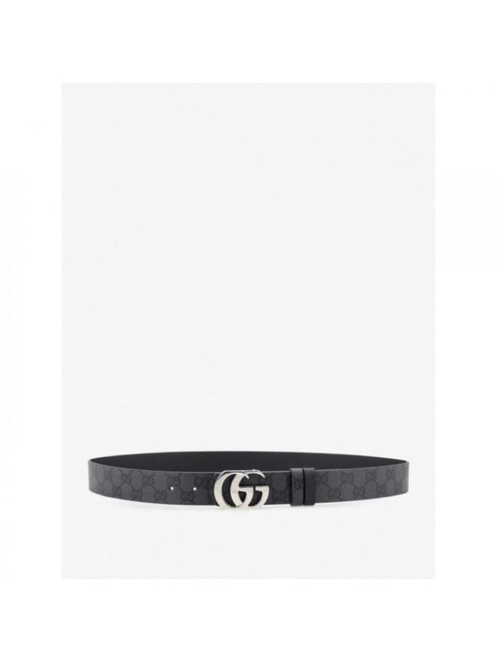 GUCCI Reversible Cut GG Marmont Belt Black Leather Belt